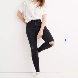 ♥️ Madewell ♥️ 9" Mid Rise Skinny Black Distressed Jeans Sz 30